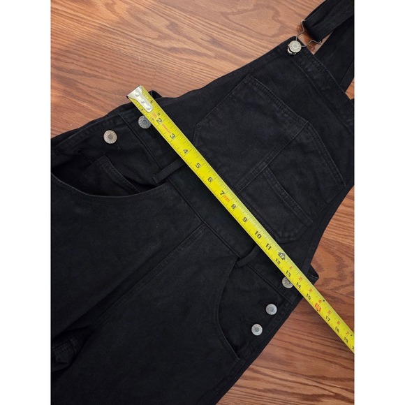 John Galt Black Denim Overalls Womens Size S Wide Leg Cotton Dungarees RR085 - Picture 3 of 7